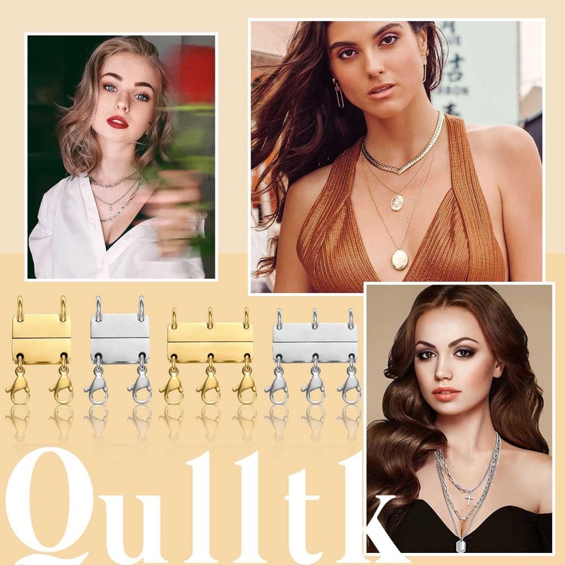 Qulltk Necklace Layering Clasp Magnetic Clasps for Jewelry, Gold and Silver Separator for Stackable Necklaces and Chains - Image 4